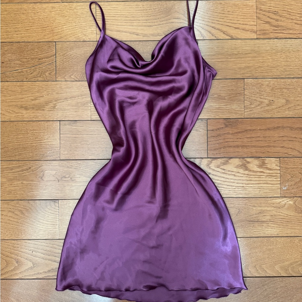 NWT Bebe satin cowl neck slip mini dress size xs